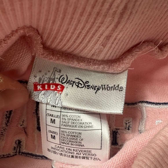 Vintage Kids Walt Disney World Minnie Mouse Cheerleader Pink Sweatpants Sz Med - Picture 9 of 9